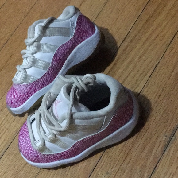 Baby Air Jordan 11 pink snakeskin sneakers